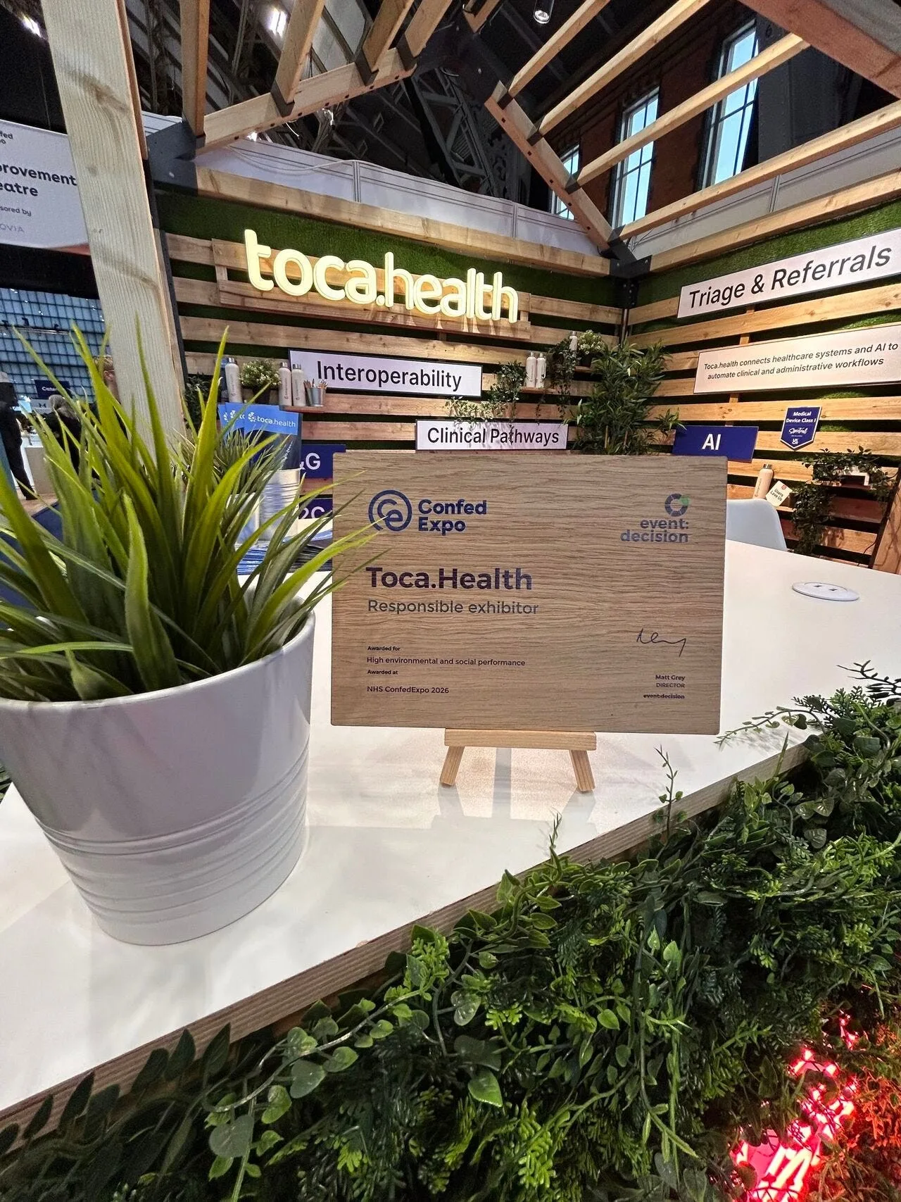 Toca.health's Responsible Exhibitor award, NHS ConfedExpo 2026